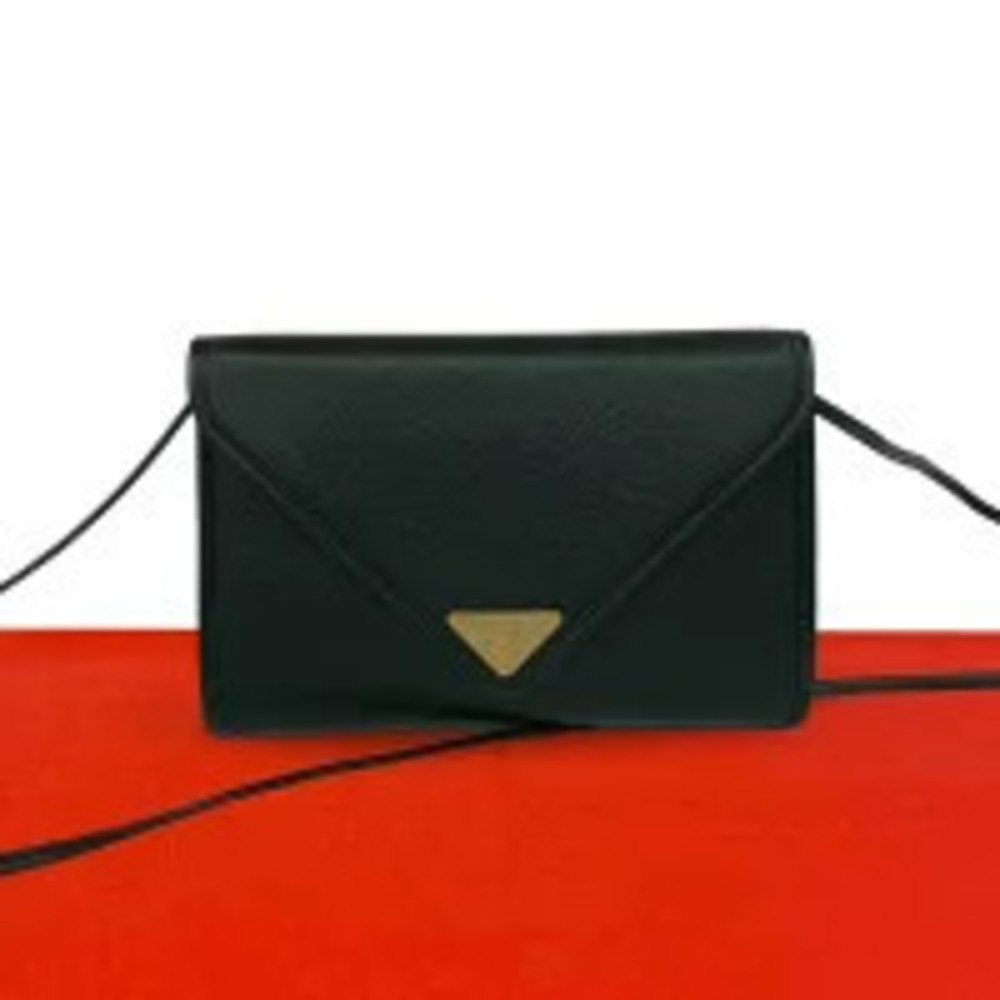 Saint Laurent Yves Leather Shoulder Bag Pouch Clutch Sacoche Black